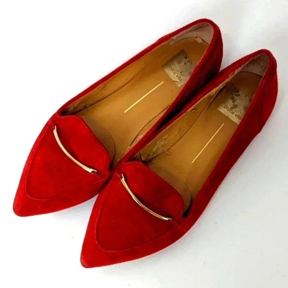 Dolce Vita Shoes - Dolce Vita Red Point Toe Sued Ballet Flats - 7